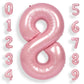 SUWEN 40 Inch Pink Foil Number 8 Balloon, Jumbo Mylar Birthday Party Decoration, Vinyl, 0-9 Happy 8th Anniversary Supplies