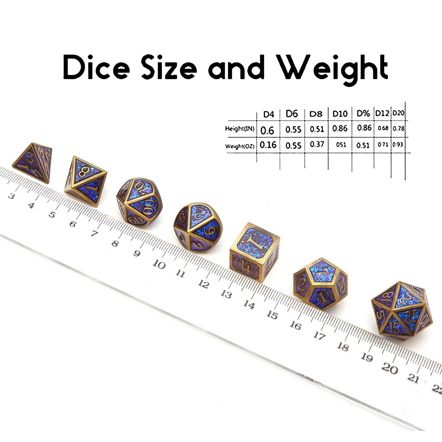 Metal dice Set D&D, 7-Piece Polyhedron DND D20 D12 D10 D8 D6 D4 Dungeons and Dragons Dice Set, Suitable for RPG Game DND dice Se