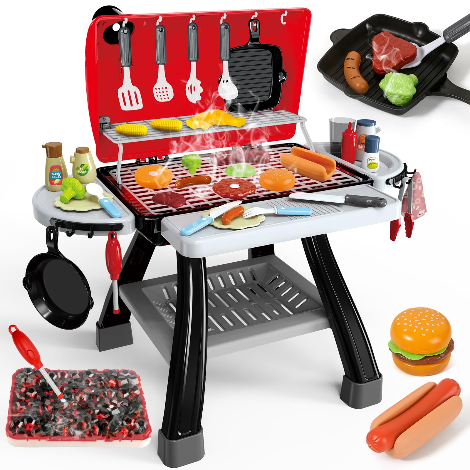 35Pcs Kitchen Toy Set, Bbq Grill Playset, Little Chef Play, Interactive Cooking Set For Kids - Christmas Birthday Gift For Boys 