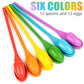 24 Pack Easter Egg and Spoon Race Game, 6 Colors Egg Spoon Race Game Sets with 12 Eggs and 12 Spoons, Halloween Egg Hunt Games,