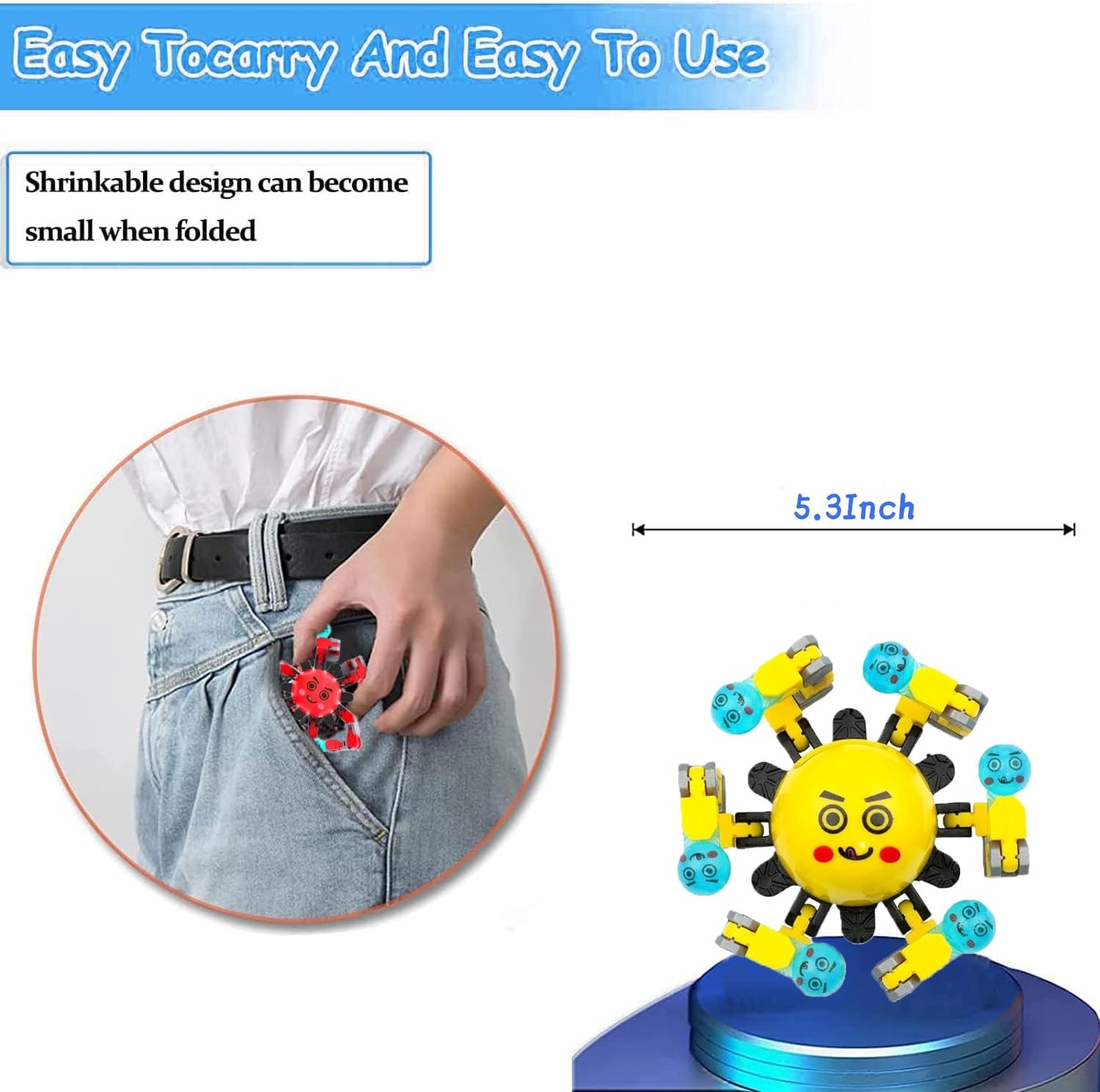 12 Pcs Transformable Fidget Spinner Toys For Kids & Adults,Stress Relief Sensory Toys For Boys & Girls, Fingertip Gyros For Adhd