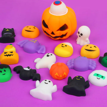 Derayee 36 Pcs Halloween Mochi Squishy Toys Bulk, Stress Reliever Anxiety Halloween Squishies Toys For Kids Halloween Party Favors, Classroom Prizes, Goodie Bag Stuffers
