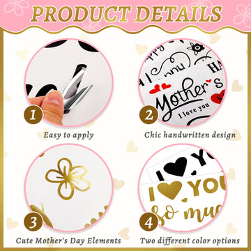 Aoriher 12 Sheet Happy Mother'S Day Balloon Labels Stickers Letter Balloon Stickers I Love You So Much Party Stickers Decals For Diy Transparent Balloon Happy Mother'S Day Decoration