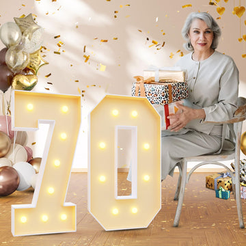 Imprsv 3Ft 70Th Birthday Decorations Numbers: 70Th Birthday Party Anniversary Decorations Large Light Up Numbers 70 For Men Wome