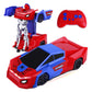 Remote Control Transformer Car with OneButton Deformation and 360 Rotation, Transform Robot RC Car for Kids 412 Years Old(Red)