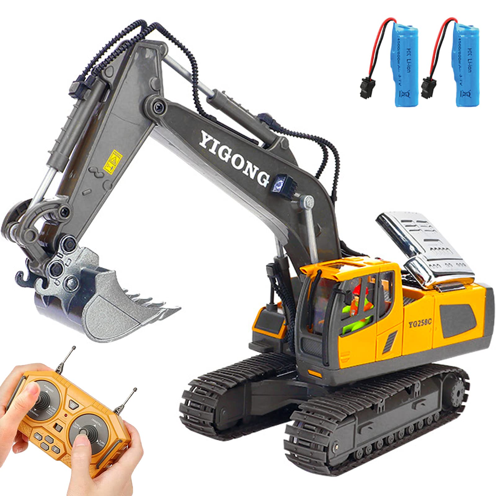 Mscredse Remote Control Excavator 11 Channel RC Excavator Truck Toys 1/20 Scale 2.4Ghz Construction Vehicles with Metal Shovel 6