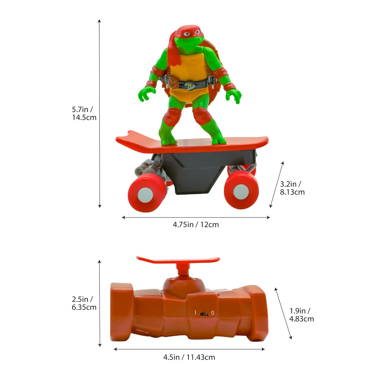 Teenage Mutant Ninja Turtles Raphael Half Pipe RC Vehicle Movie Edition Ages 5+ - Skate + Performs Tricks - 2.4GHz RC Controller