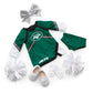 American Girl New York Jets Cheer Uniform 18 Inch Doll Clothes With Pom Poms, Green And Black, 5 Pcs, Ages 6+