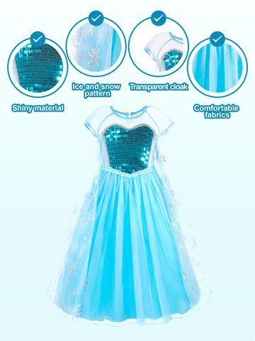 Uporpor Princess Dresses For Girls, Light Up Princess Costume Dress Up Clothes For Girls Halloween Costume Christmas Birthday Party
