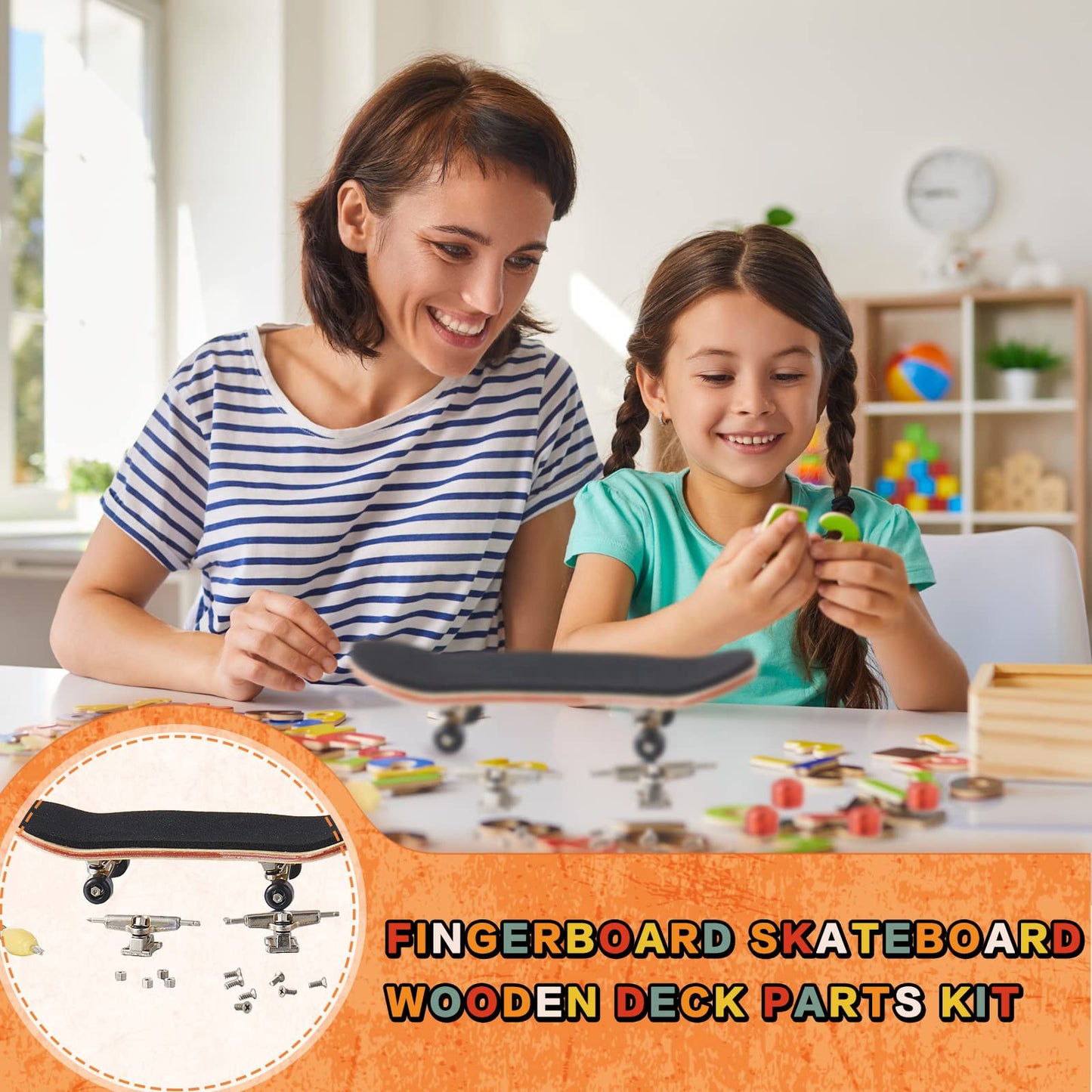 Jexine 6 Sets Diy Fingerboard Kit Fingerboard Accessories Mini Finger Skateboard Parts Include 12 Brackets 54 Screws 30 Nuts 6 Screwdriver 24 Board Wheels Tool For 96Mm(Colorful)