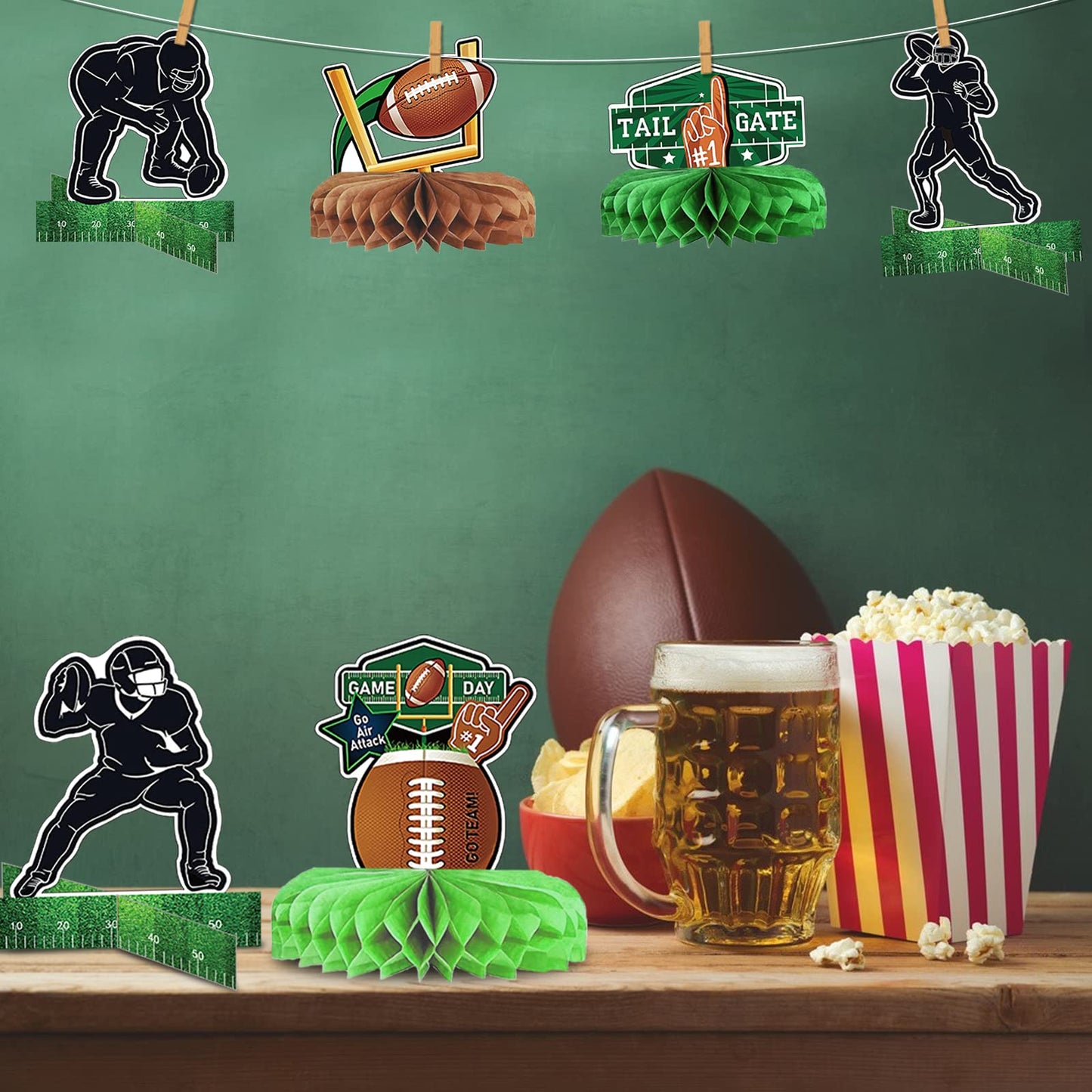 MZ.ogm Football Centerpieces for Table, Super Bowl Table Decorations, Party Birthday Decorations ,Football Theme/Superbowl 2022