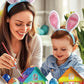 Nsoicrac 2 Pieces Wooden Easter House Craft Kit for Kids DIY Bunny Egg House with, Wood Crafts Art Project Bulk Painting Kits fo
