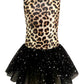 Eqsjiu 9-10 Years Ballet Leotards For Girls With Sparkly Black Skirt Dance Dress Gold Leopard Princess Dress