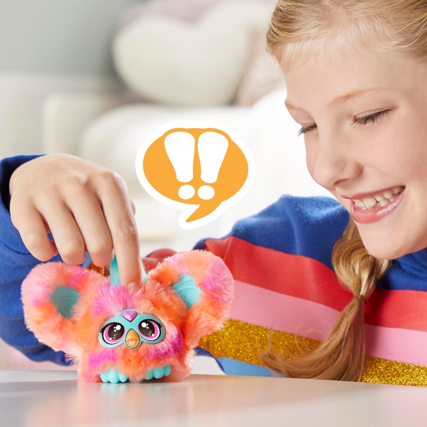 Furby Furblets Ree-Mix Mini Friend, 45+ Sounds & Music, Speaks Only Furbish, Electronic Plush Toys For 6 Year Olds & Up, Coral