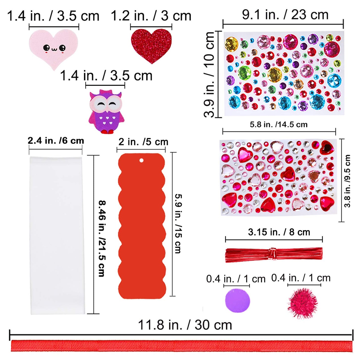 Winlyn 36 Sets Valentine Decorations DIY Bookmarks Valentine Craft Kit Blank Foam Bookmarks with Smile Face Hearts Owl Alphabets
