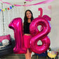 18 Balloon Number, Hot Pink Number 18Th Birthday Balloons 40 Inch, 18 Years Old Hot Pink Birthday Decorations For Boys Girls, 18