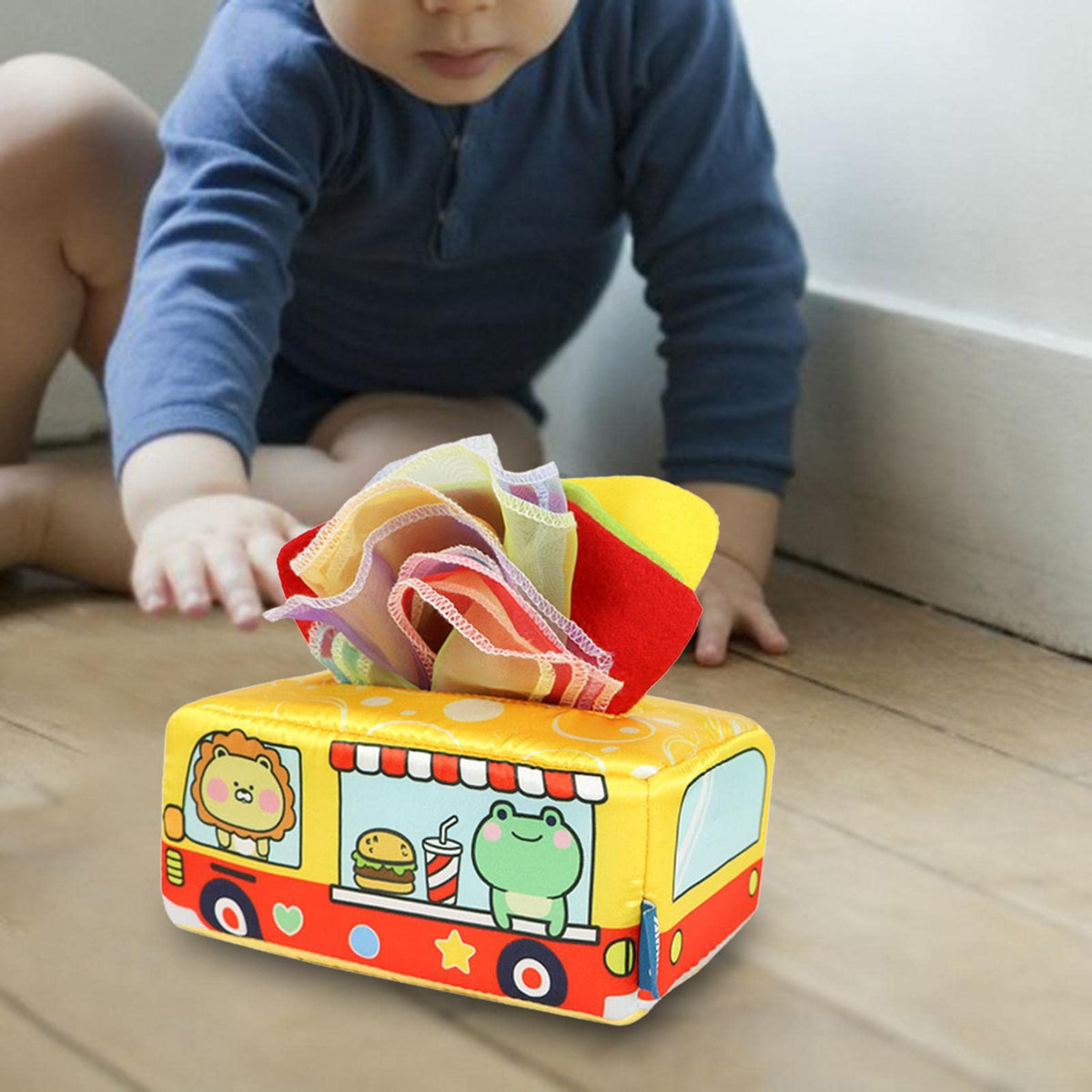 Atorse Baby Tissue Box Juggling Rainbow Dance Scarves Silky Tissue For Motor Skills Bus|Baby | Toys For Baby | Developmental Bab