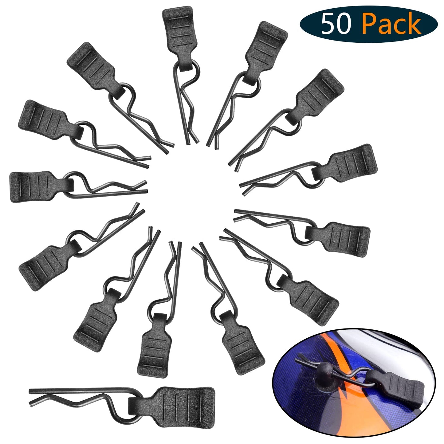 AllinRC 50PCS RC Clips RC Body Clips with Pull Tabs for All 1/16 1/18 Traxxas Axial Redcat Tamiya Team Associated RC Car Shell (