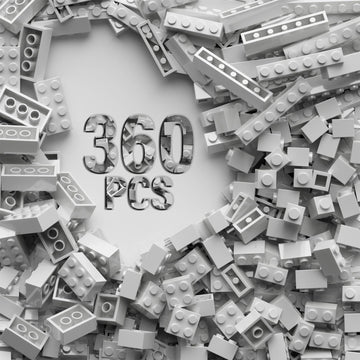 360 Piece White Classic Building Blocks Bulk, 7 Sizes Building Bricks Assortment Pack, Compatible with Lego Parts and Pieces (Li
