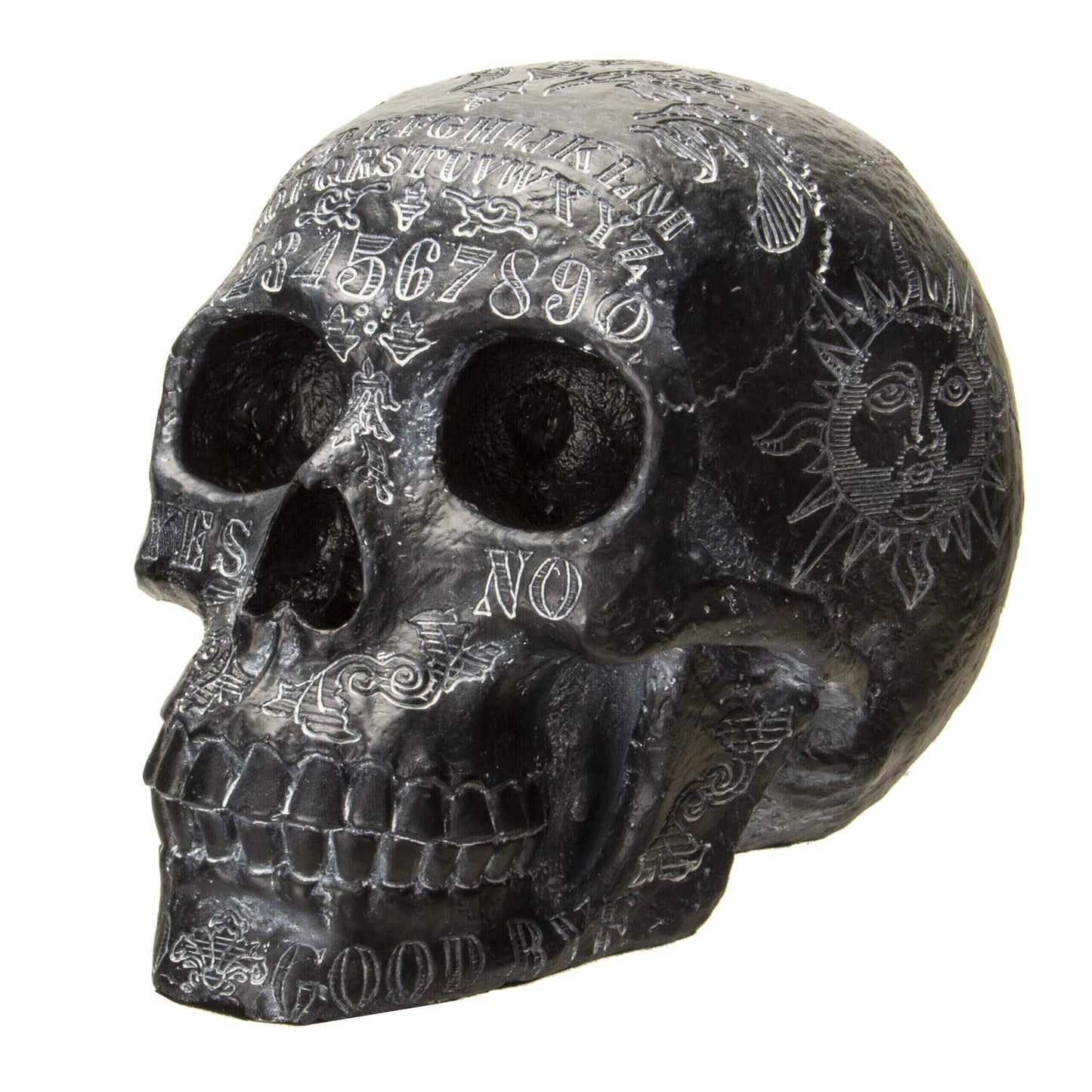 Summit Collection Black Ouija Skull Spirit Paranormal Black Magic Halloween Decorative Sculpture Collectible 8 Inch L