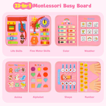 Busy Board Montessori Toys For 4 Years Old, Busy Book For Toddlers, Sensory Board Quiet Book Educational Activity Book For Toddl