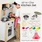Tiny Land Play Kitchen for Kids, Wooden Kids Play Kitchen Playset Chef Pretend Play Set for Toddlers with Real Lights & Sounds,