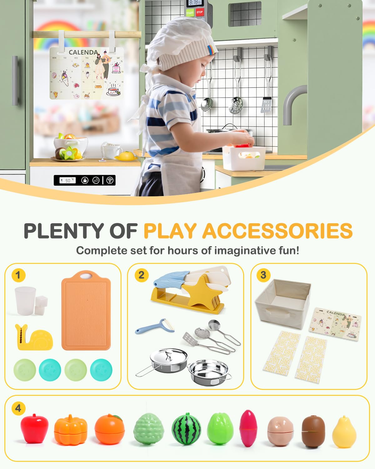 Babytronic Corner Wooden Play Kitchen Set For Kids W/Lights & Sounds, Pretend Play Kitchen Playset With Stove, Microwave, Ice Ma