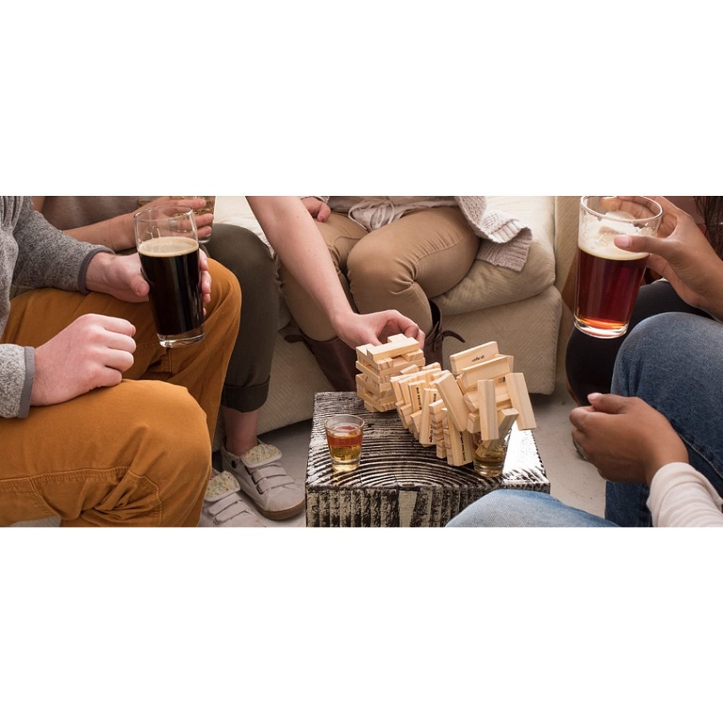 True Stack Blocks Game - Indoor or Outdoor Games for mature-themeds - mature-themed Drinking Games - Stacking Game with Shot Glasses - Set of 1