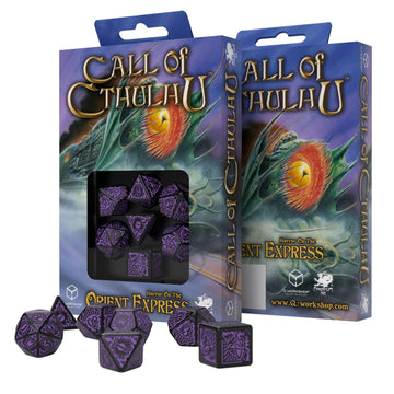 Q WORKSHOP Call Of Cthulhu Horror on the Orient Express RPG Ornamented Dice Set 7 Polyhedral Pieces Purple