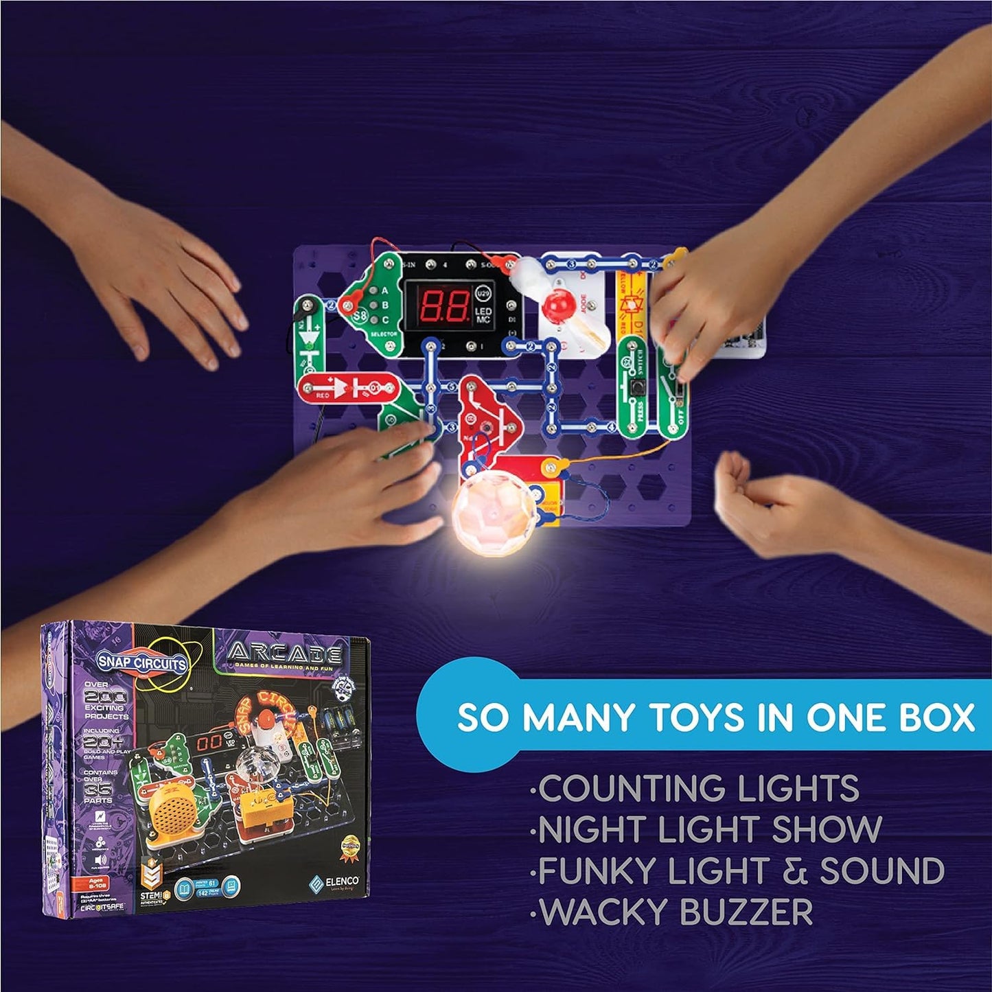 Snap Circuits Arcade Electronics Exploration Kit, STEM Activities for Ages 8+, Model SCA-200, Plastic, Medium Size