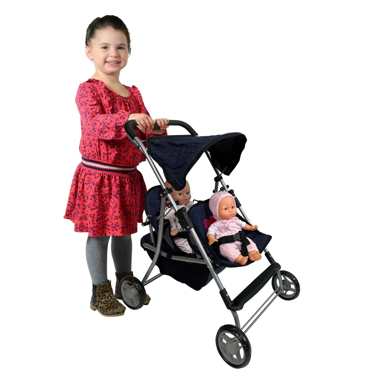 Double Baby Doll Stroller For Twin Dolls | Toy Doll Stroller For Toddlers, 4 Year Old, 5 Year Old Girls, 8 Year Old | 25    Tand