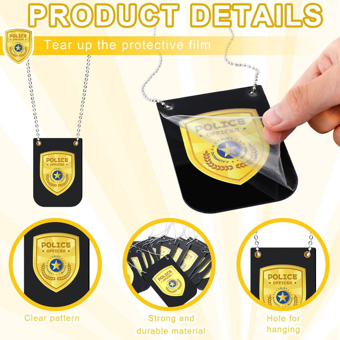 Loetere 12 Pcs Pretend Play Police Badges Officer Badge Detective Badge Cop Badge Fbi Badge Prop With Chain Police Accessories H