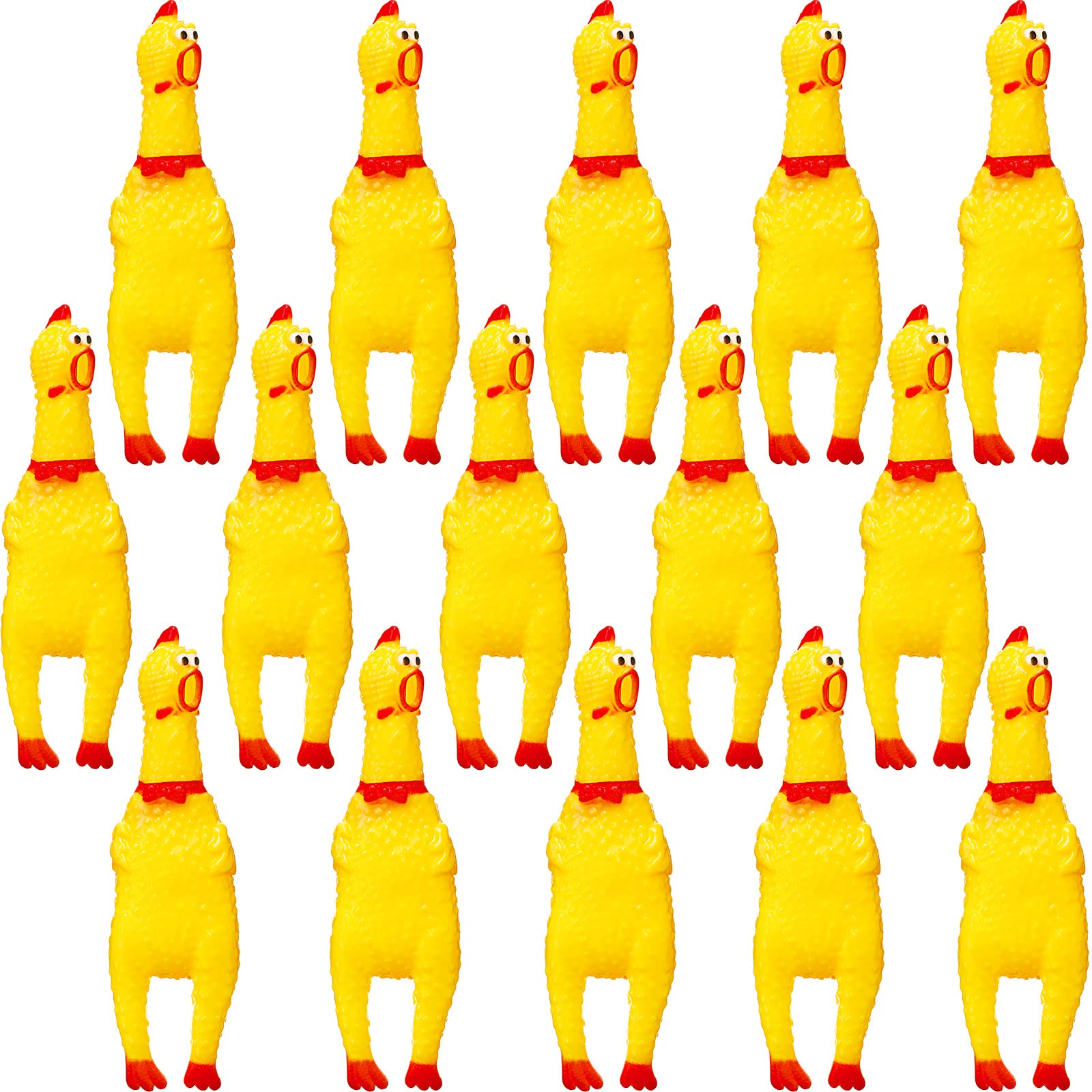 Gejoy 15 Pcs Rubber Chicken Screaming Chicken Queeze Novelty Squeaky Noise Shrilling Shrieking Squawking Chicken Noisemaker Novelty Gadget for Dogs Pets  6.3 Inch(Yellow)