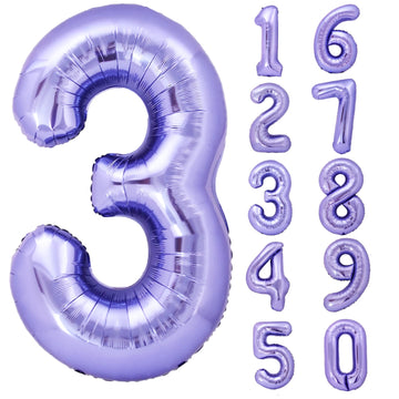 40 Inch Giant Purple Number 3 Balloon, Helium Mylar Foil Number Balloons For Birthday Party, 3Rd Birthday Decorations For Kids,