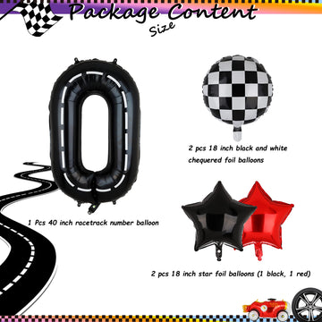 Race Car Birthday Balloons 40 Inch Racetrack Number Balloon 0 Black Boys 10St Birthday Race Car Theme Party Decor Supplies 5 Pcs