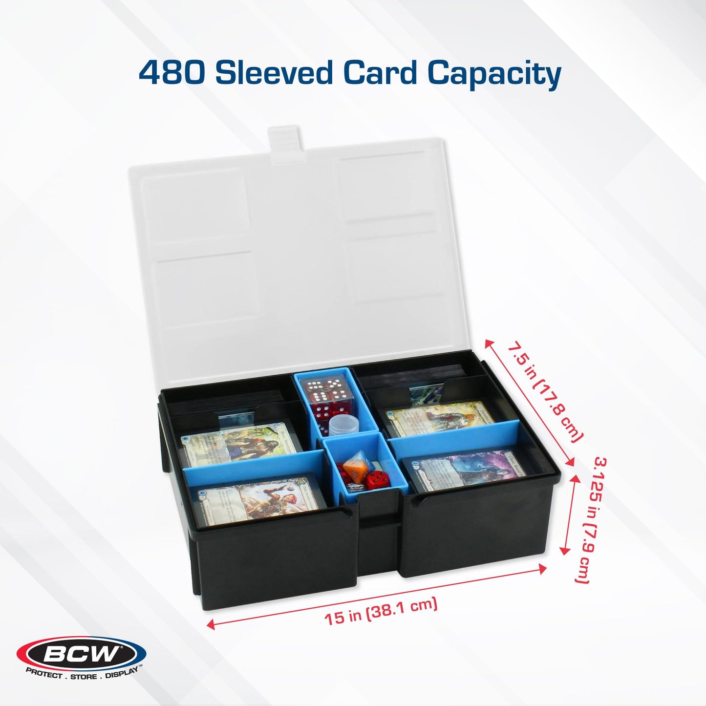 Bcw Prime X4 Xl Gaming Box | Playing Card Storage Box For Decks And Game Accessories, Includes Removable Dividers And Dice Trays