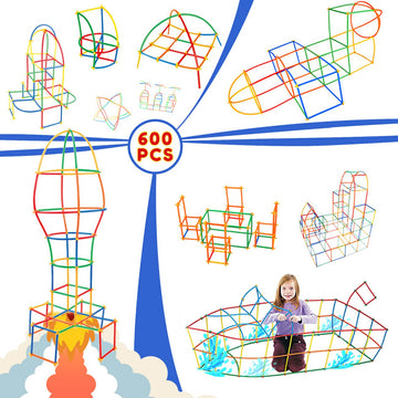 Straw Constructor Toys Stem Building Toys 600Pcs Straw Toy Interlocking Plastic Toys Engineering Toys Thin Tube Blocks Toy Educa