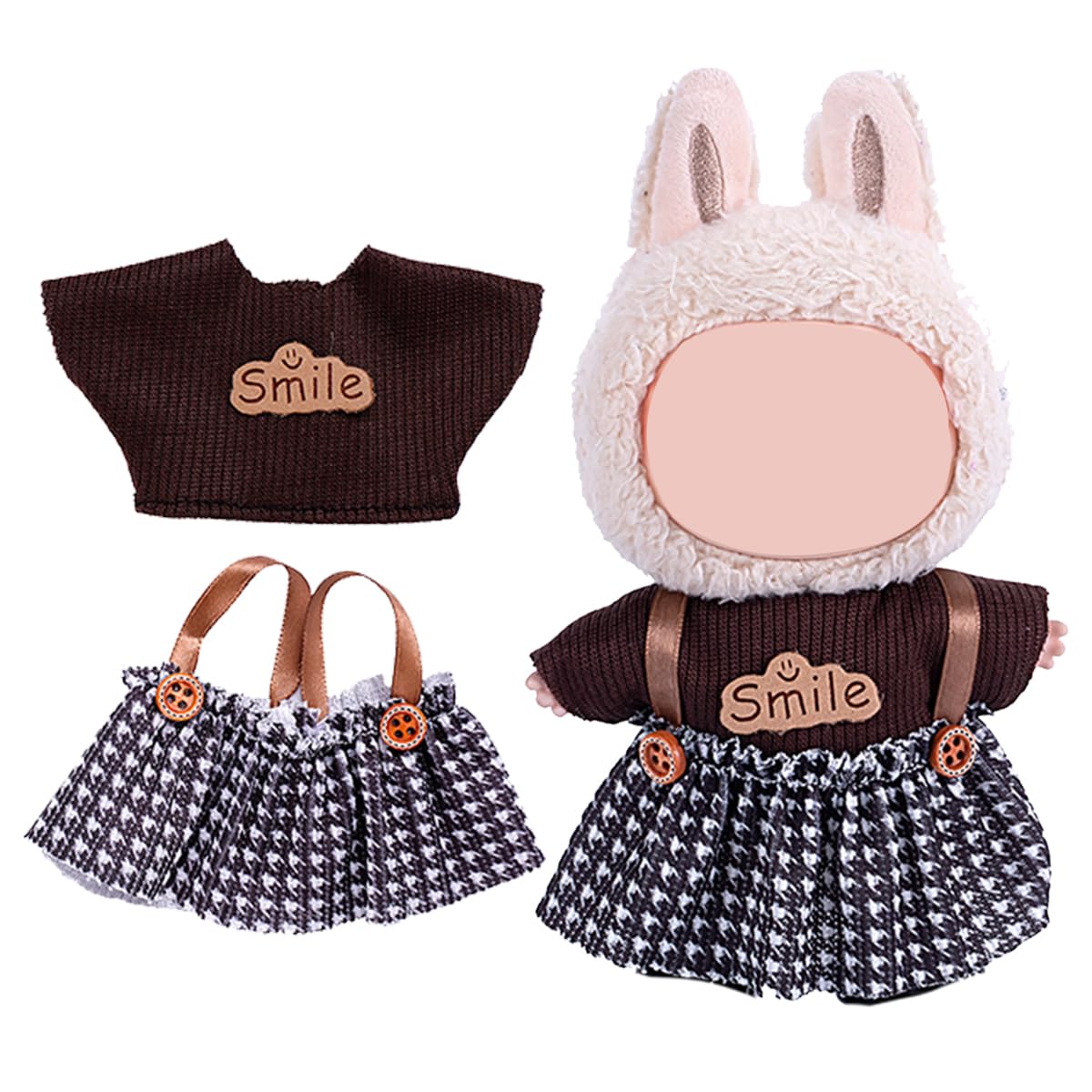 17cm Doll Clothes Set  enhanced Jeans & Knitted Sweater Outfit for 17cm 15cm Dolls  Cute Dress Up Fashion  No Doll Included (Smile  17cm/15cm)