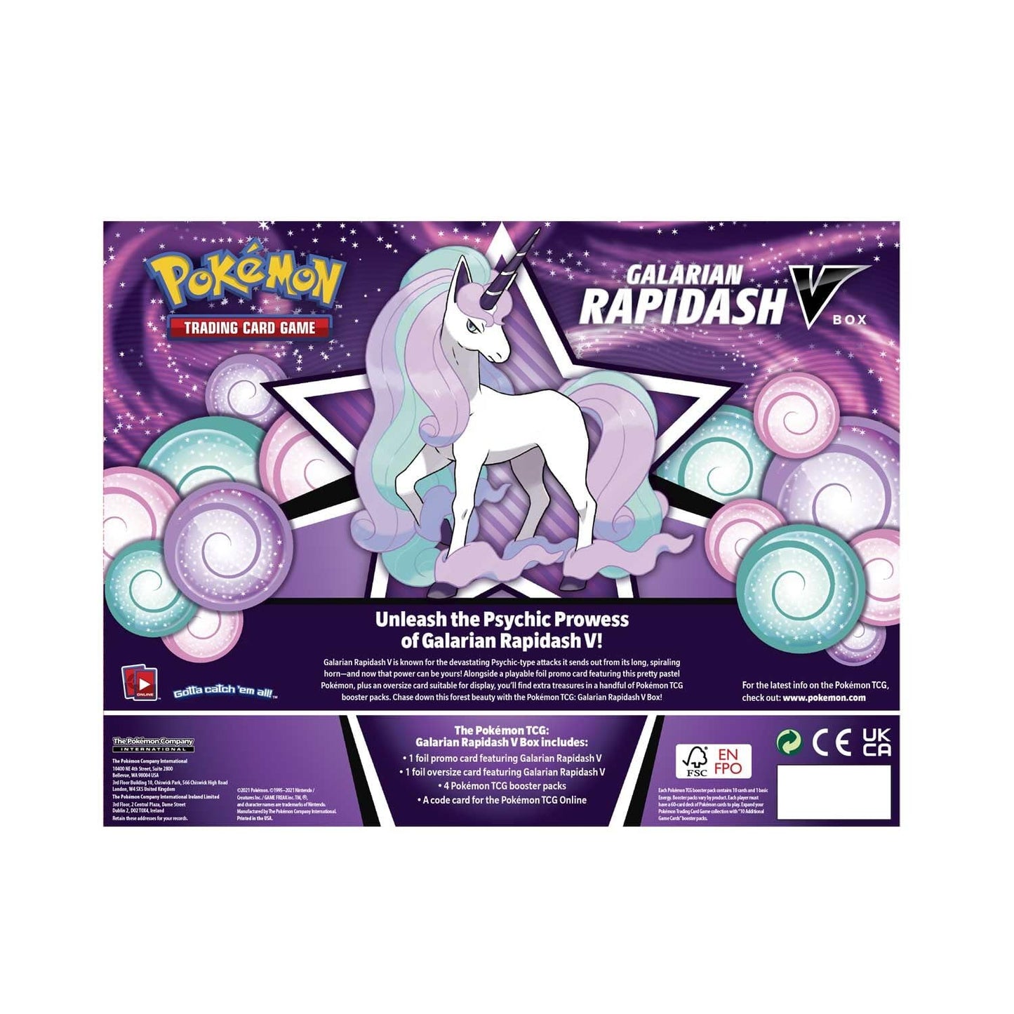 Pokemon TCG Galarian Rapidash V Box - 6 V Battle Decks, Multicolor, Paper Model 290-80873