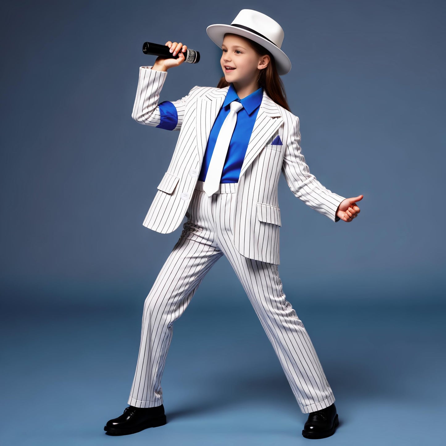 BAURGHOP Kids Dance Star Costume for Boys Girls 80s 90s Pop Stage Outfit for Cosplay Party Halloween (8-9 Years)