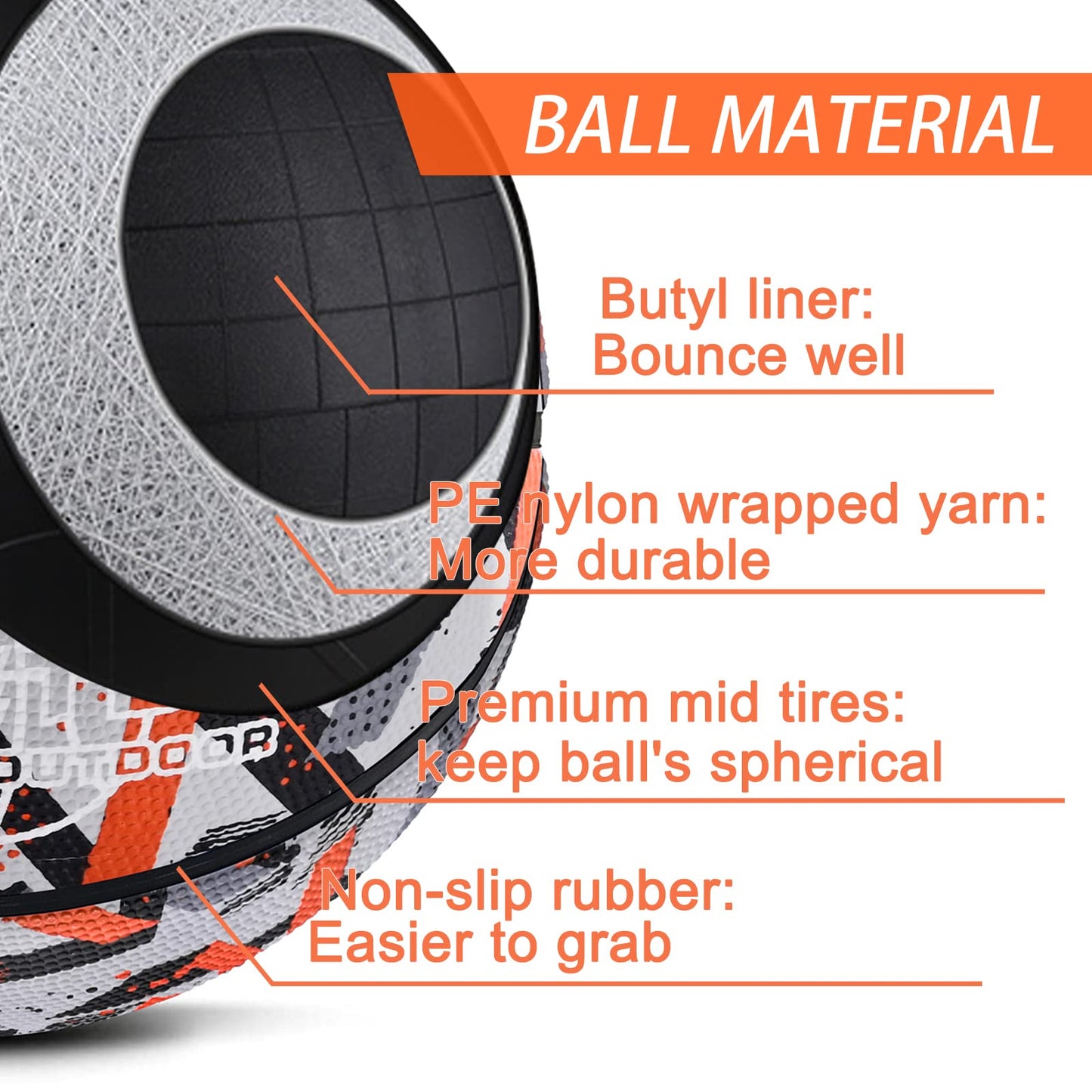 Fakofis Kids Basketball Size 5, 27.5 Inch, Polyurethane, Red