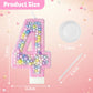 Zlongron Birthday Number Candles, Handmade Macaron 3D Flash Number 4 Candle, Suitable for Girls and Boys Birthdays, Weddings, A