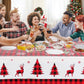 3PCS Christmas Tablecloth, Red and Black Buffalo Plaid Rectangular Plastic Christmas Tablecloth, Winter Snowflake and Reindeer D