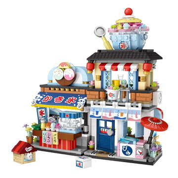 Japanese Street View Ice Drink Shop Mini Building Blocks Toys Model Set, Moc Creative Diy Simulation Architecture, 668 Pcs Mini