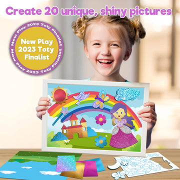 Soovsy 200 Sheets Princesses & Unicorns Foil Art Fun Kit For Kids, Foil Art For Kids Art Craft Diy Creative Activity Birthday Ch
