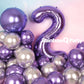 Rainbowq Party 2 Balloon Number 40 Inch For Boy Or Girl Big Purple 0-9 Foil Mylar Large 2 Number Balloon Happy 2Nd Birthday Part