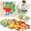Zycolo Montessori Tangram Educational, Geometric Shapes Puzzle Toys with 120Pcs Wooden Puzzle Blocks and 20Pcs Cards, Colorful P