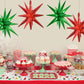 TONIFUL 4 Pcs 22inch 4D Red Green Explosion Star Mylar Balloons 14Point Star Balloons for Party Decorations Backdrop Christmas,N