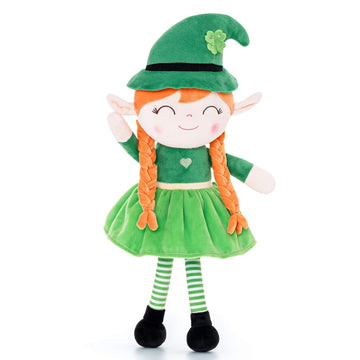 Gloveleya Plush Dolls Saint Patrick'S Day Gifts Soft Blessings Doll Shamrock Wishes Plush Elf Baby Girl Gifts 16'' Green