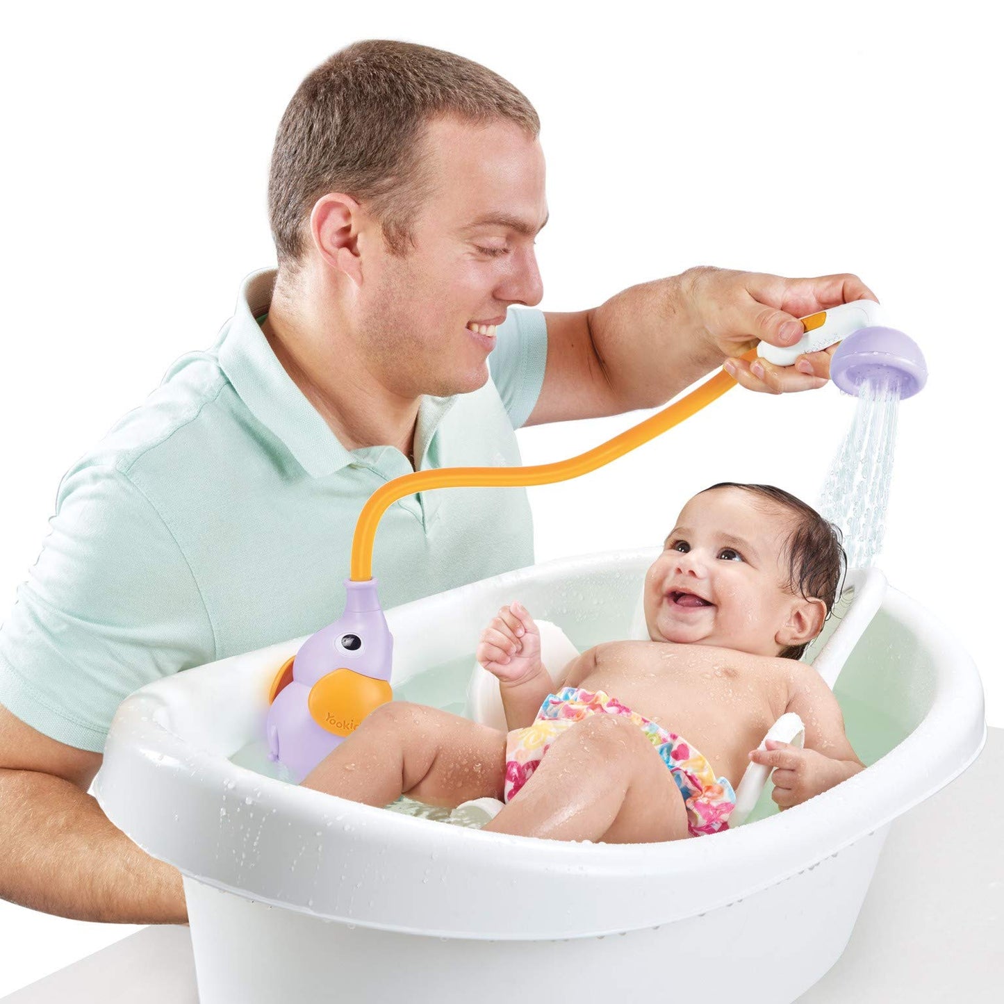 Yookidoo Baby Bath Shower Head - Elephant Water Pump and Trunk Spout - for Newborn Babies in Tub Or Sink